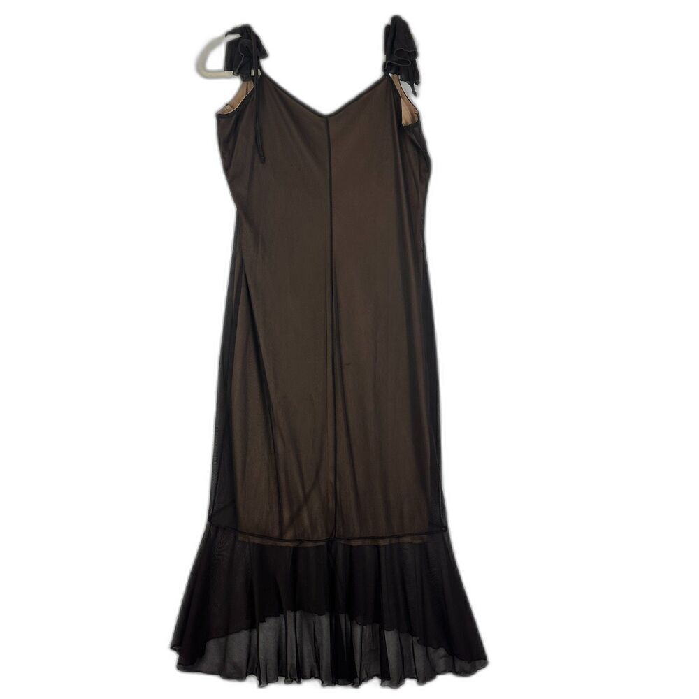 Vintage Y2k Mesh Overlay Midi Dress Size Medium Whimsigoth Gunge Fairy Hi Low - Picture 2 of 7